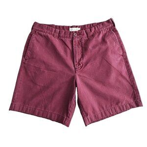 J Crew Chino Shorts Men's Size 35 Burgendy Flat Front 100% Cotton Vintage